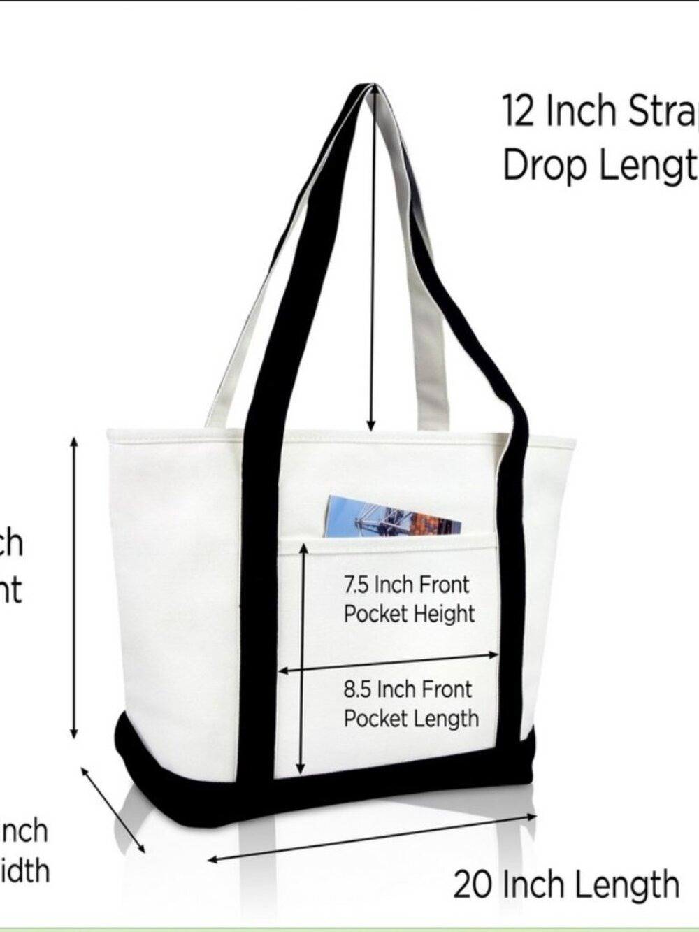 Medium Personalized Tote Bag Monogram Letter T in Black - Picture 3 of 6